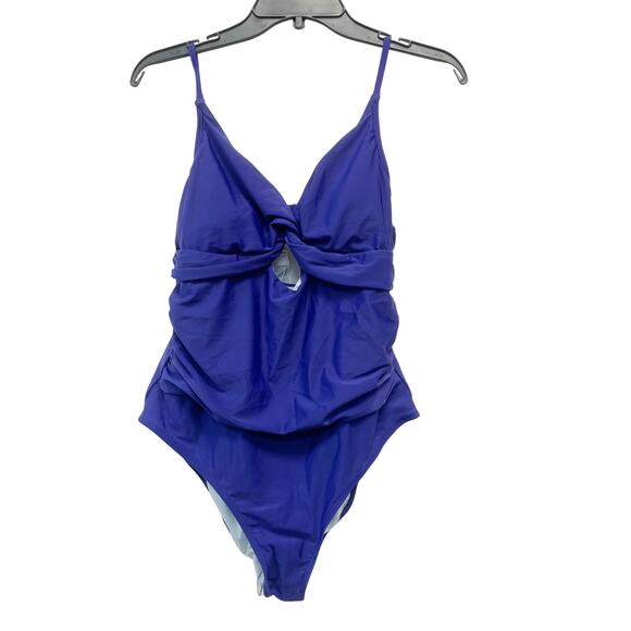 Cupshe Women's Twisted Cutout One Piece Swimsuit Blue Size Large - Picture 1 of 7
